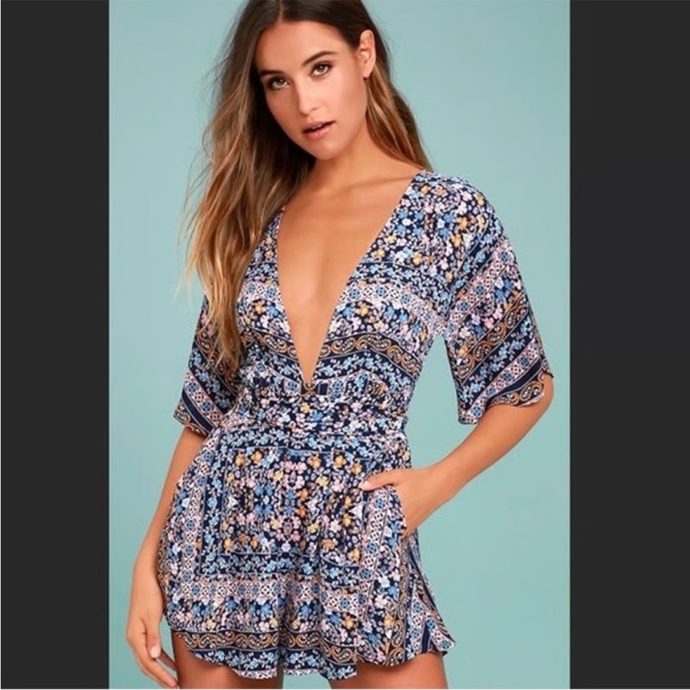 Floral Tie Open Back Romper